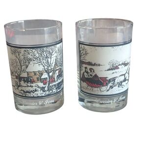 Vintage Currier and Ives 1981 Arby's Collector Series Drinking Glasses Set Of 2